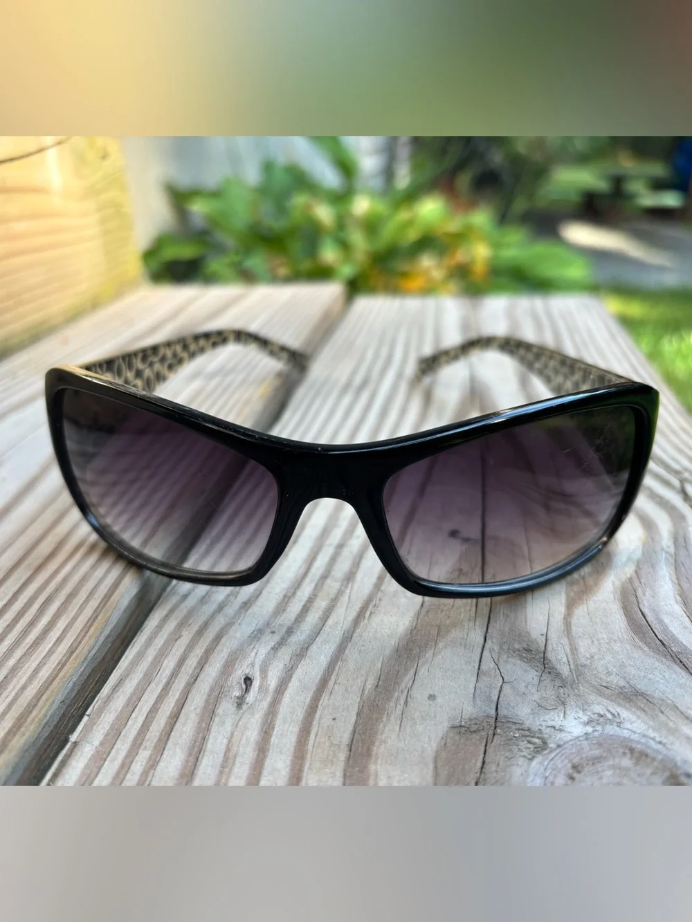 Coach Black Frame Sunglasses with Gradient Gray Lenses